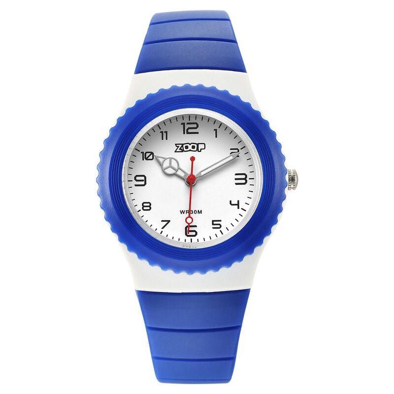 Zoop By Titan Sport Kid\'s Watch Analog White Dial with Blue PU Strap, 16031PP03
