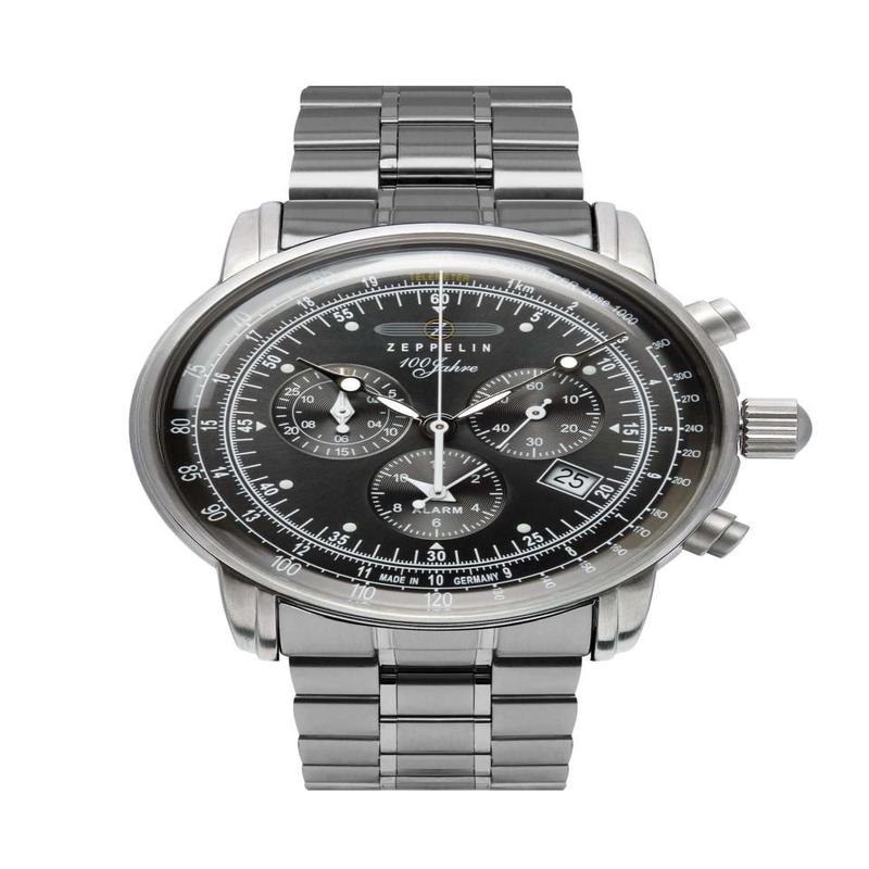100 Jahre Chronograph Black with Metal Bracelet | Black Dial