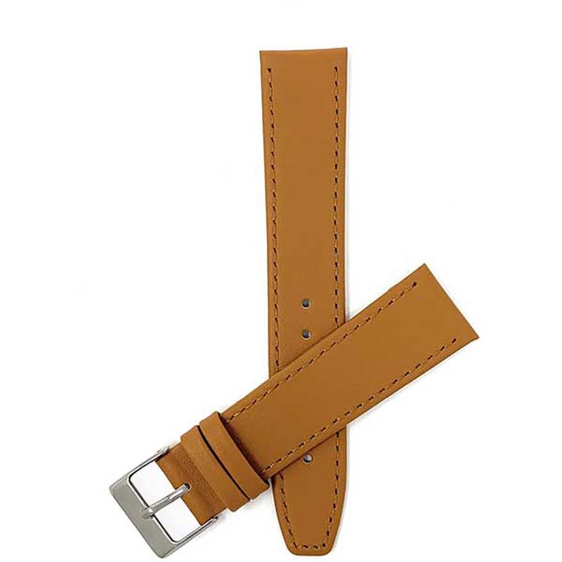 106 | Tan 22mm Classic Slim Leather Watch Band, Many Colors with Stitch 22mm / Tan |  Dial