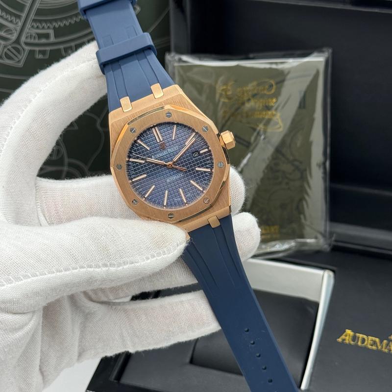 Audemars Piguet Royal Oak  Rose Gold, Blue Tapisserie Dial, Rubber Strap